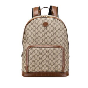 Gucci GG Supreme Backpack Beige Tan brown leather